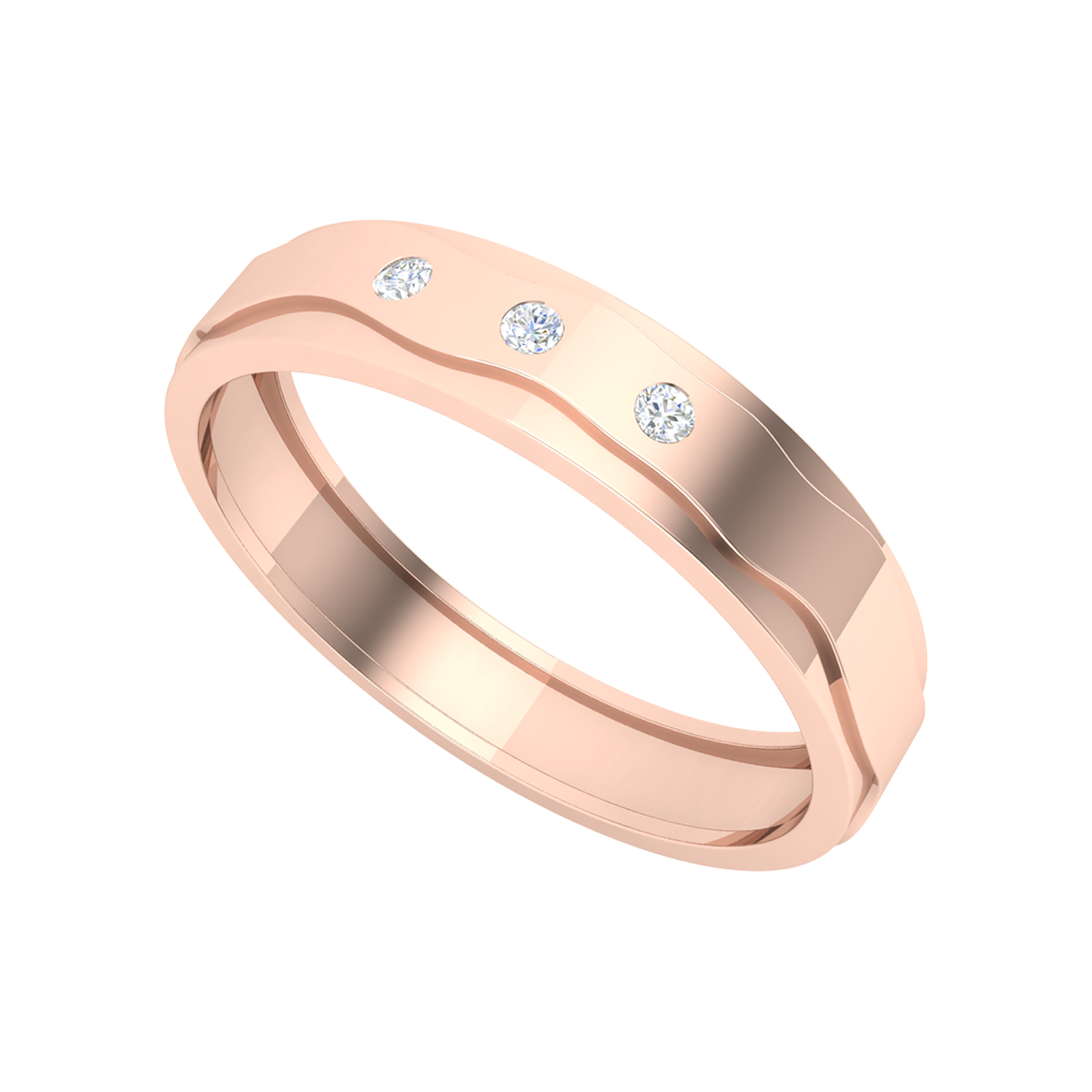 Fleurette Tri Stone Band In 925 Sterling Silver - One