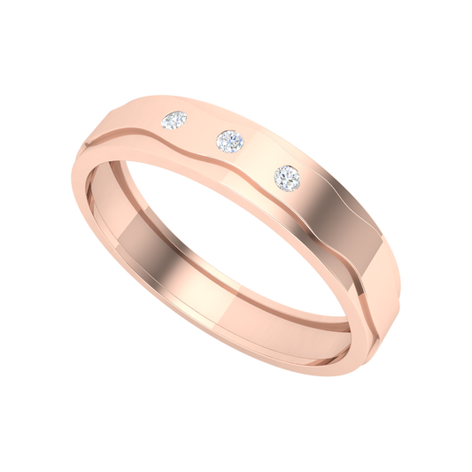 Fleurette Tri Stone Band In 925 Sterling Silver - One