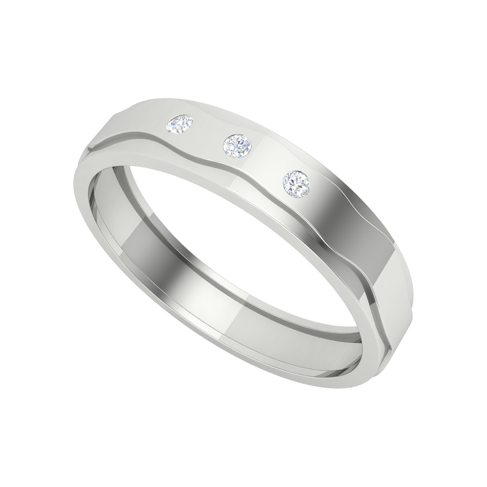 Fleurette Tri Stone Band In 925 Sterling Silver - Five