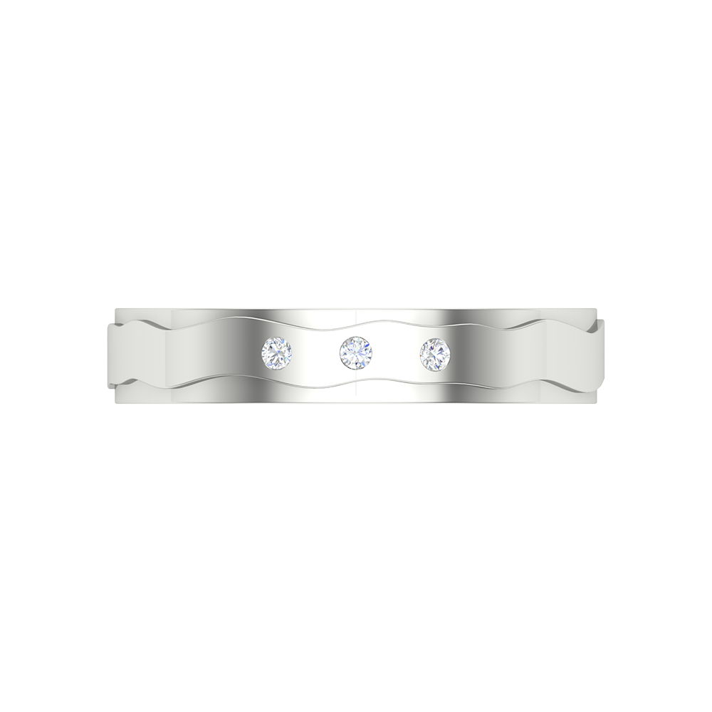 Fleurette Tri Stone Band In 925 Sterling Silver - Six