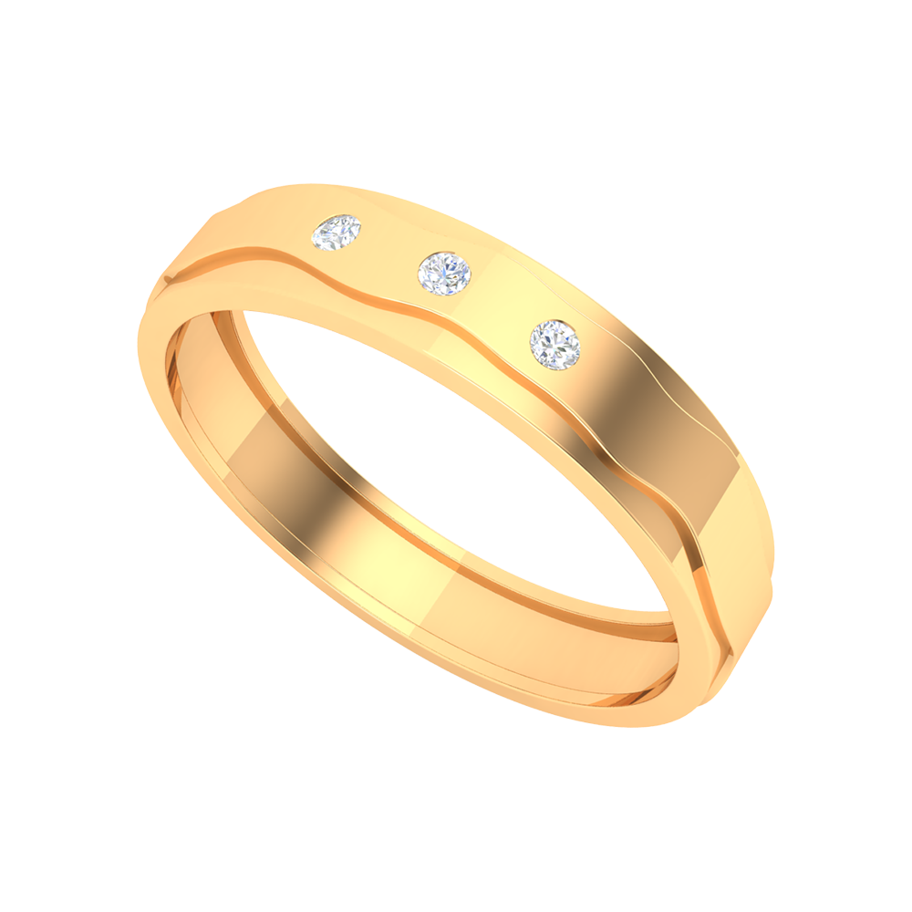 Fleurette Tri Stone Band In 925 Sterling Silver - Nine