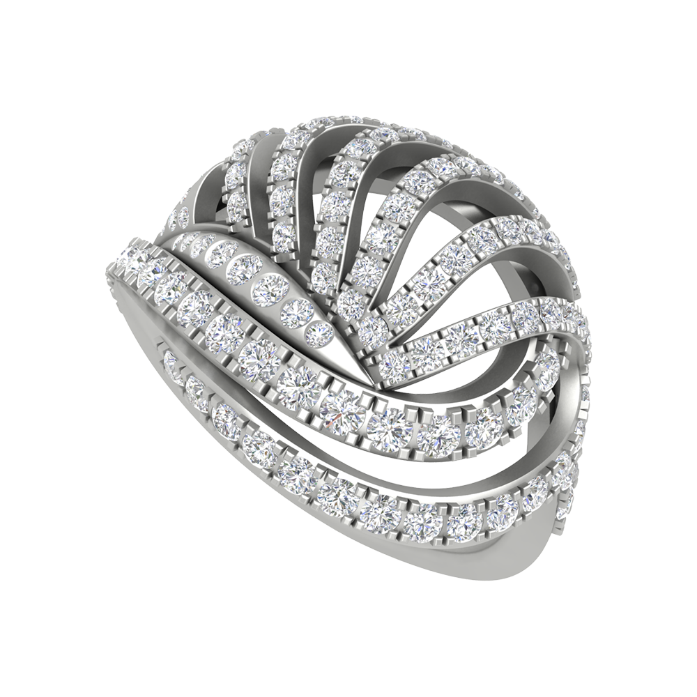 Flickering Loop Cluster Ring In 925 Sterling Silver - Five