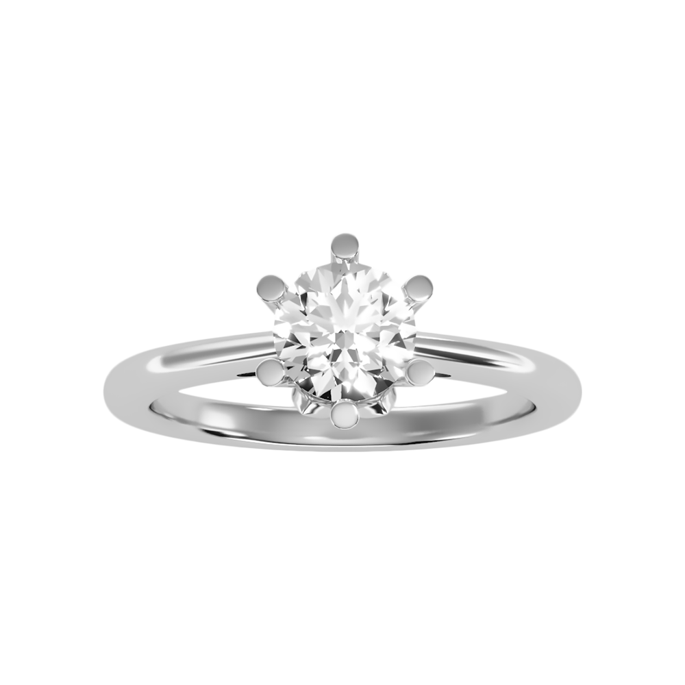 Floraison Classic Solitaire Ring In 925 Sterling Silver - Six
