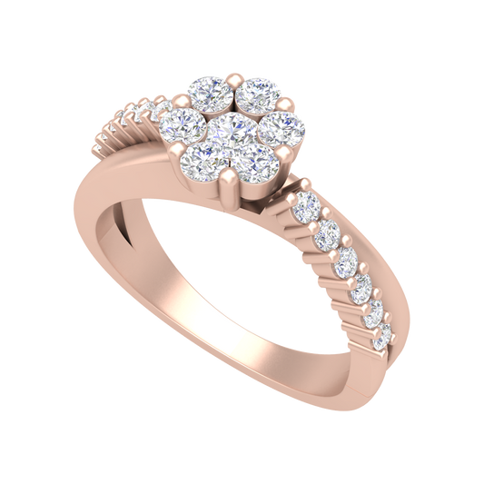 Floral Doom Ring In 925 Sterling Silver - One