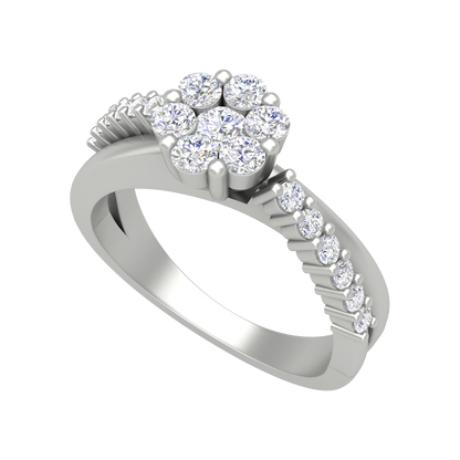 Floral Doom Ring In 925 Sterling Silver - Five