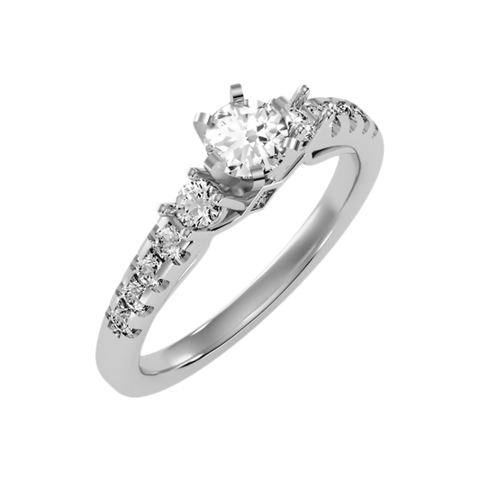 Florosent Three Stone Diamond Engagement Ring - One