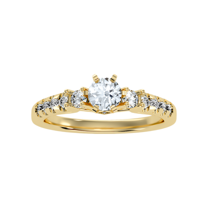 Florosent Three Stone Diamond Engagement Ring In 925 Sterling Silver - Ten