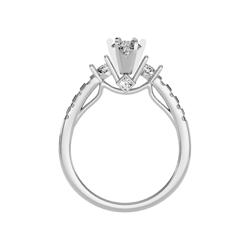 Florosent Three Stone Diamond Engagement Ring In 925 Sterling Silver - Two