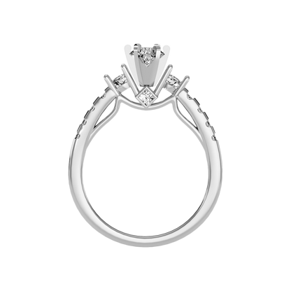 Florosent Three Stone Diamond Engagement Ring In 925 Sterling Silver - Two
