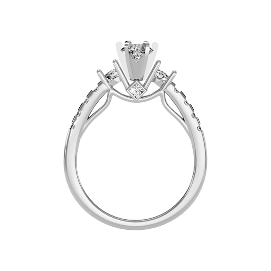 Florosent Three Stone Diamond Engagement Ring In 925 Sterling Silver - Two