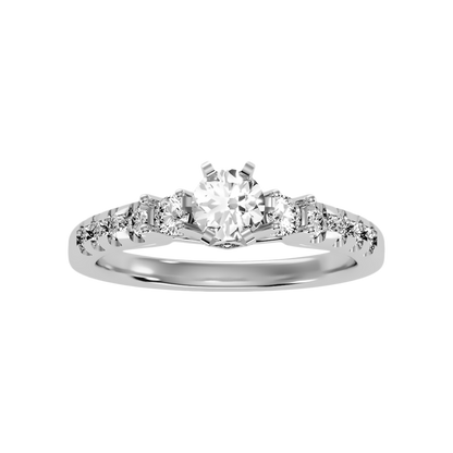 Florosent Three Stone Diamond Engagement Ring - Three