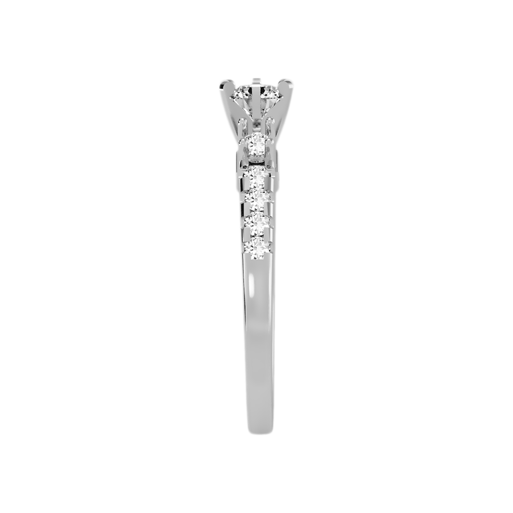 Florosent Three Stone Diamond Engagement Ring In 925 Sterling Silver - Four
