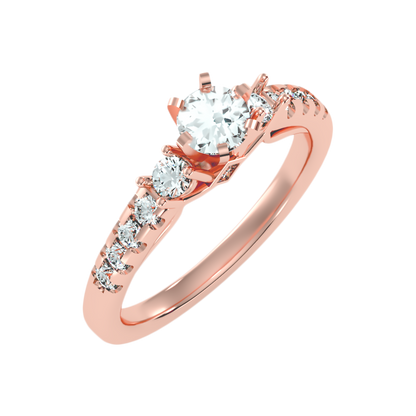 Florosent Three Stone Diamond Engagement Ring - Five