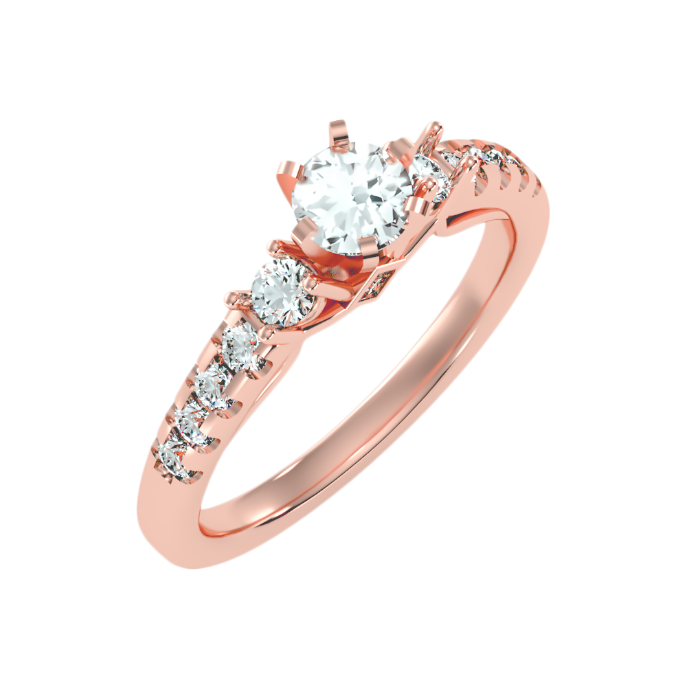 Florosent Three Stone Diamond Engagement Ring In 925 Sterling Silver - Five