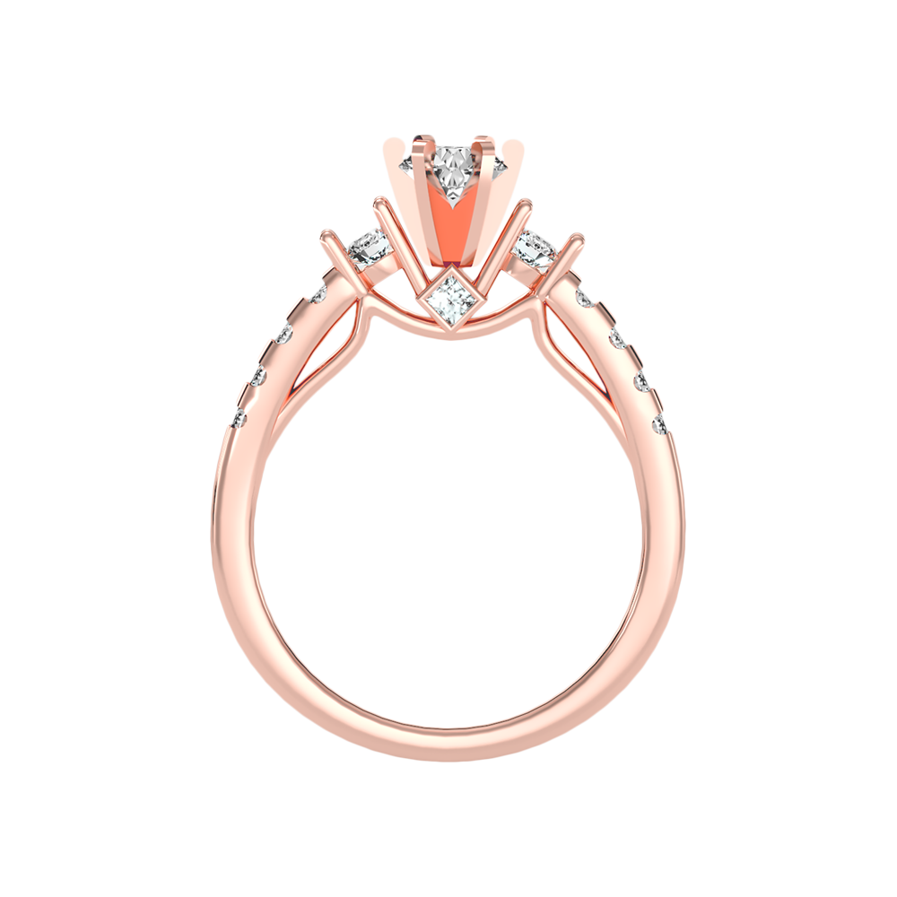 Florosent Three Stone Diamond Engagement Ring - Six