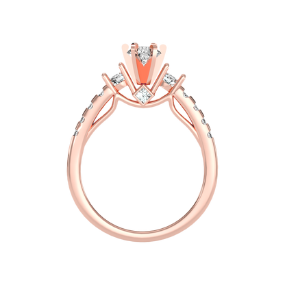 Florosent Three Stone Diamond Engagement Ring In 925 Sterling Silver - Six