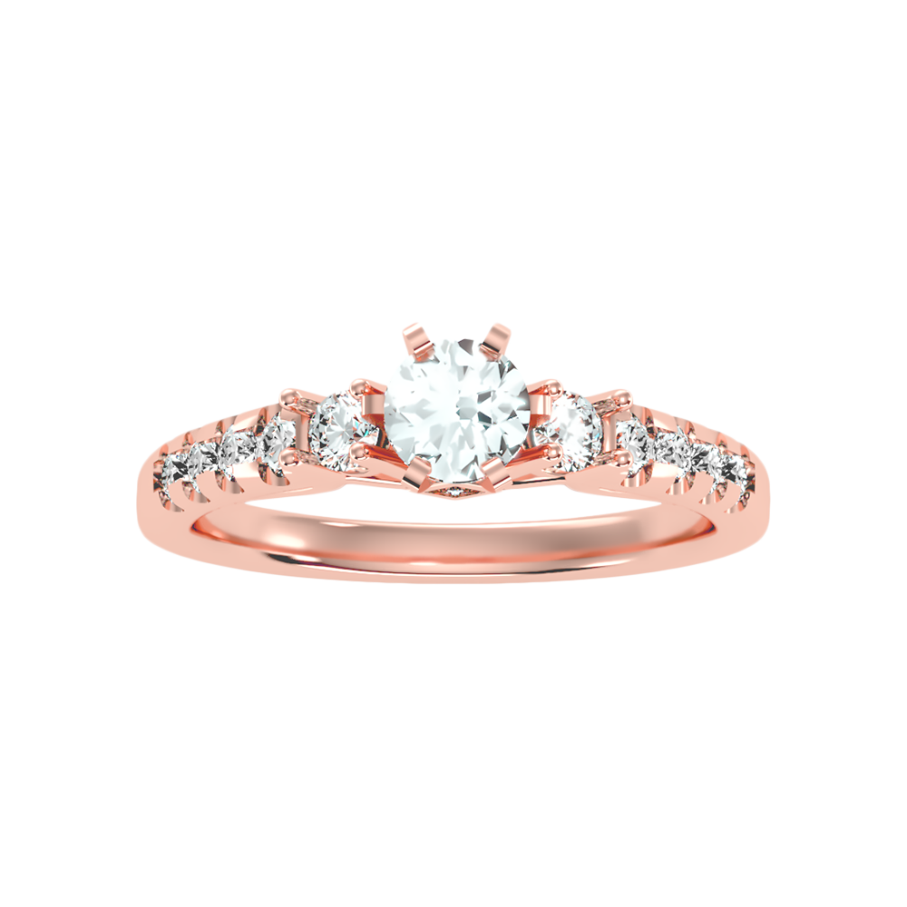 Florosent Three Stone Diamond Engagement Ring In 925 Sterling Silver - Seven