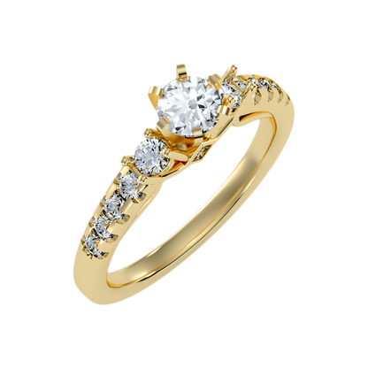Florosent Three Stone Diamond Engagement Ring - Nine