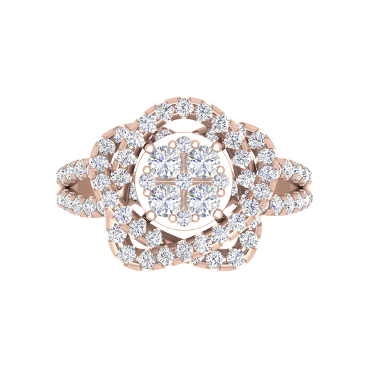 Flower Cocktail Ring In 925 Sterling Silver - Two
