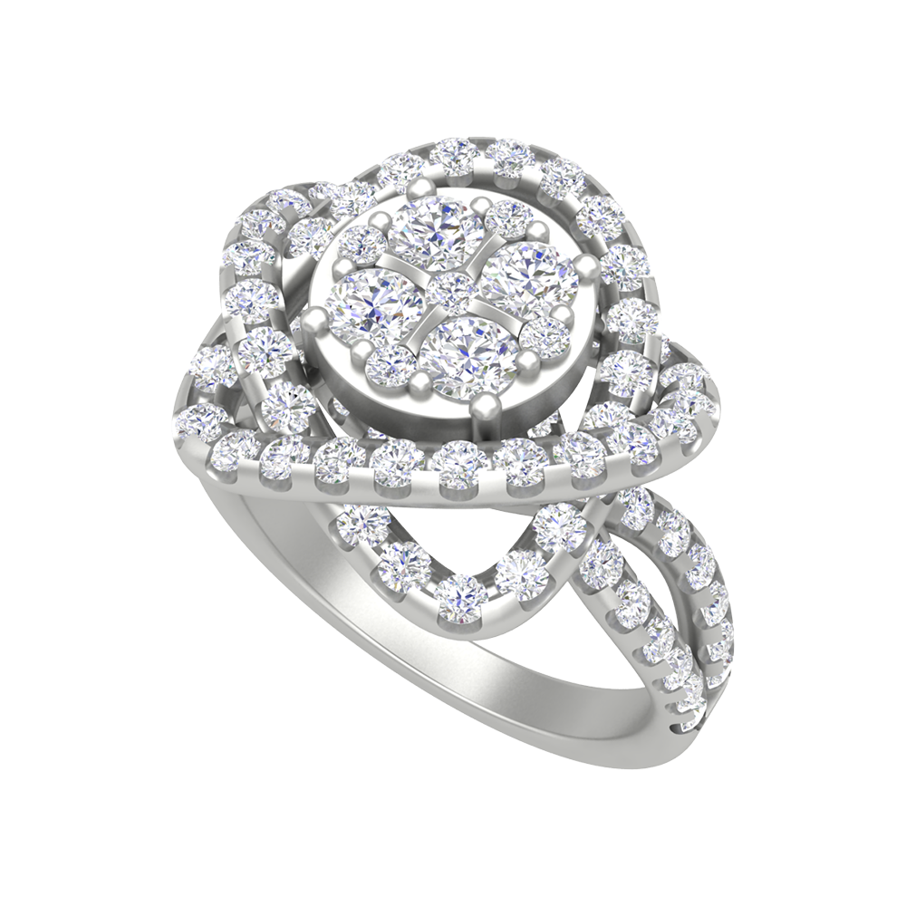 Flower Cocktail Ring In 925 Sterling Silver - Five