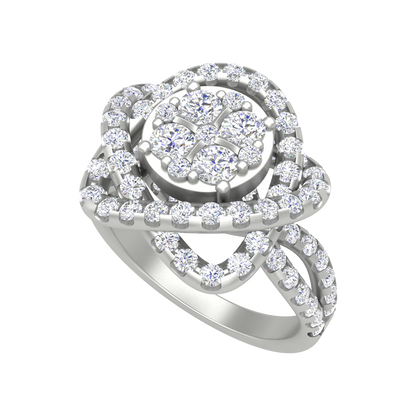 Flower Cocktail Ring In 925 Sterling Silver - Five
