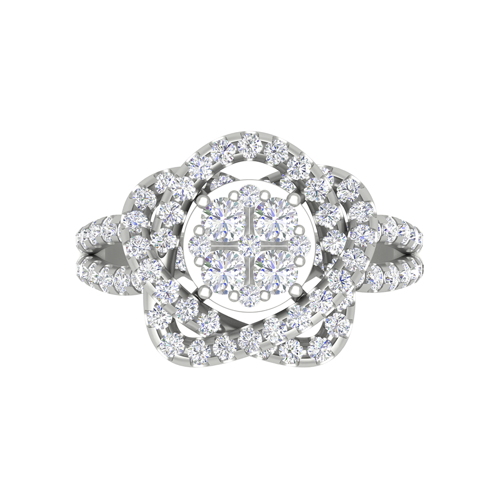 Flower Cocktail Ring In 925 Sterling Silver - Six