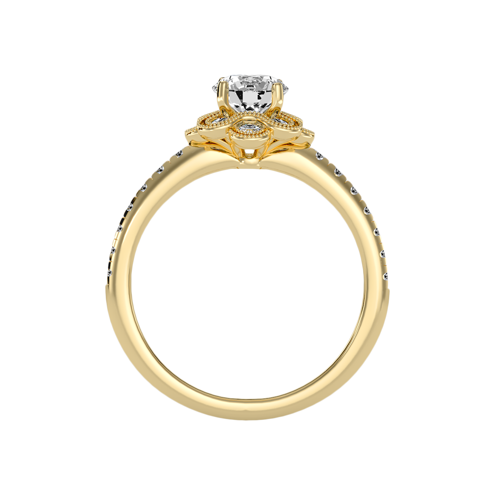 Flower Shaped Gold & Diamond Ring In 925 Sterling Silver - Twelve
