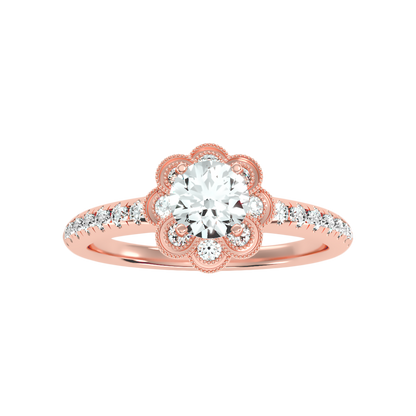 Flower Shaped Gold & Diamond Ring - Two