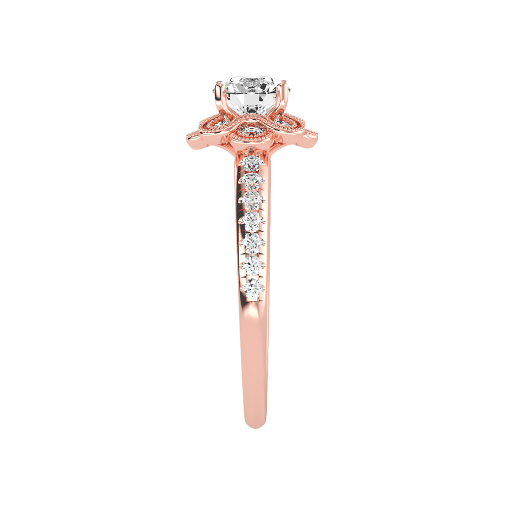 Flower Shaped Gold & Diamond Ring - Three