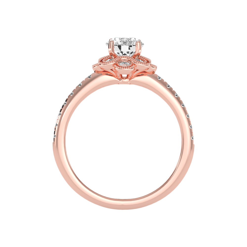 Flower Shaped Gold & Diamond Ring - Four