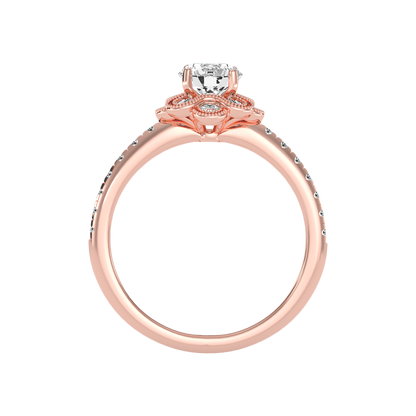 Flower Shaped Gold & Diamond Ring In 925 Sterling Silver - Four