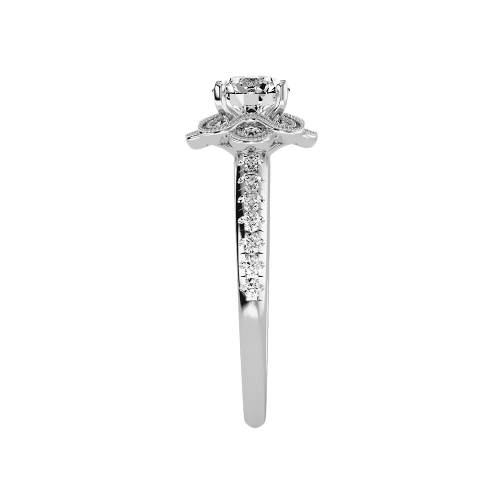 Flower Shaped Gold & Diamond Ring In 925 Sterling Silver - Seven