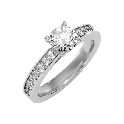 Flower Solitaire Ring In 925 Sterling Silver - One