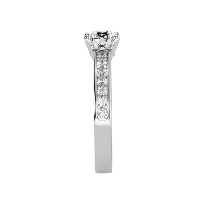 Flower Solitaire Ring In 925 Sterling Silver - Four