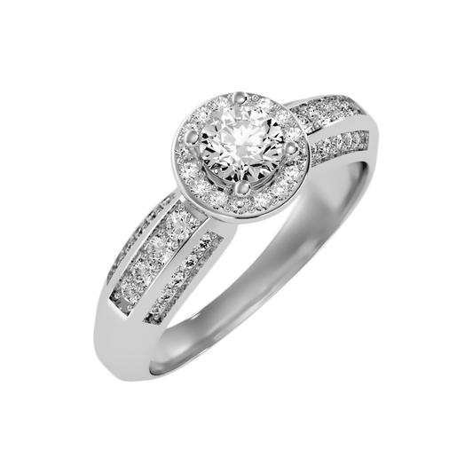 Frenesi Halo Ring In 925 Sterling Silver - One