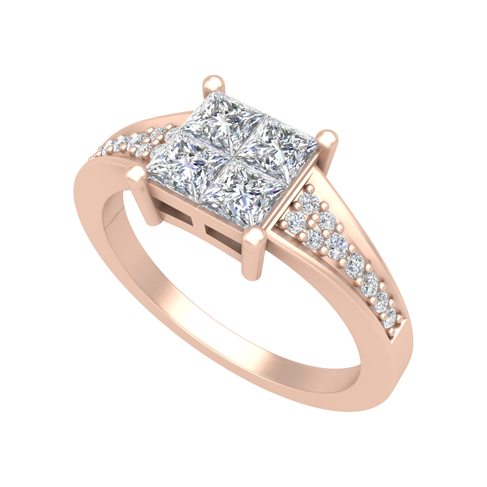 Fue Princess Solitaire Ring In 925 Sterling Silver - One