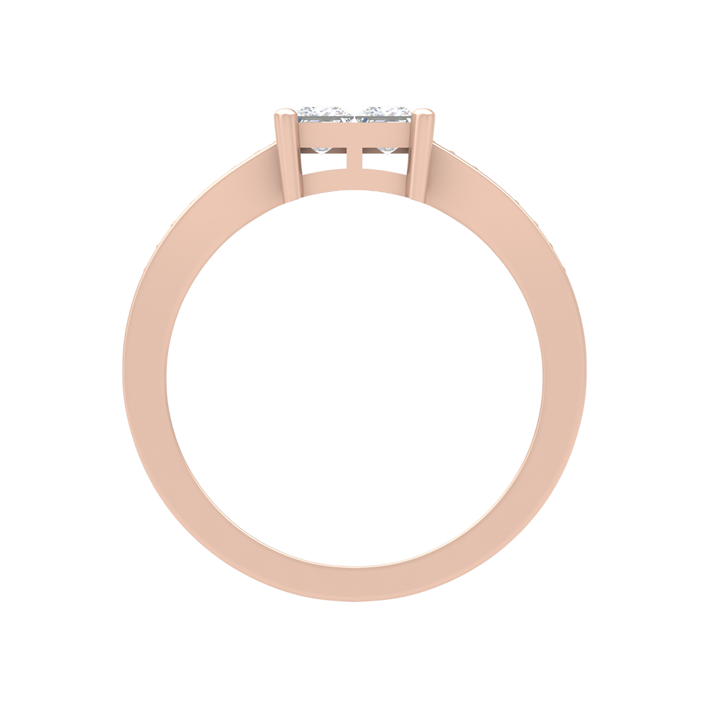 Fue Princess Solitaire Ring In 925 Sterling Silver - Three