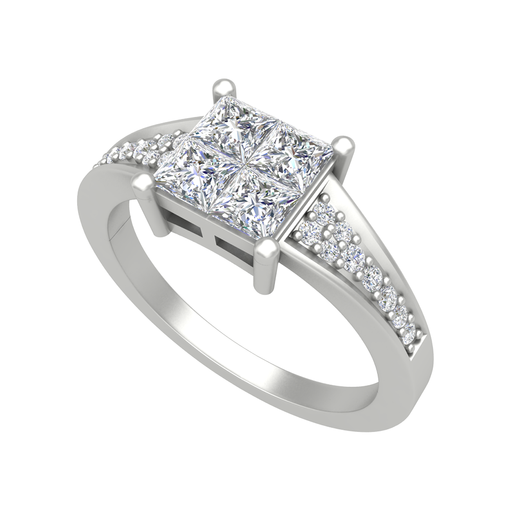 Fue Princess Solitaire Ring In 925 Sterling Silver - Five