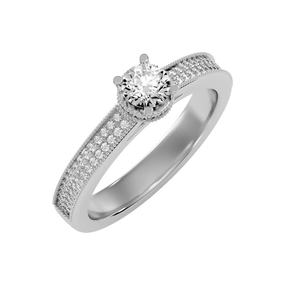Gaz Solitaire Ring In 925 Sterling Silver - Five