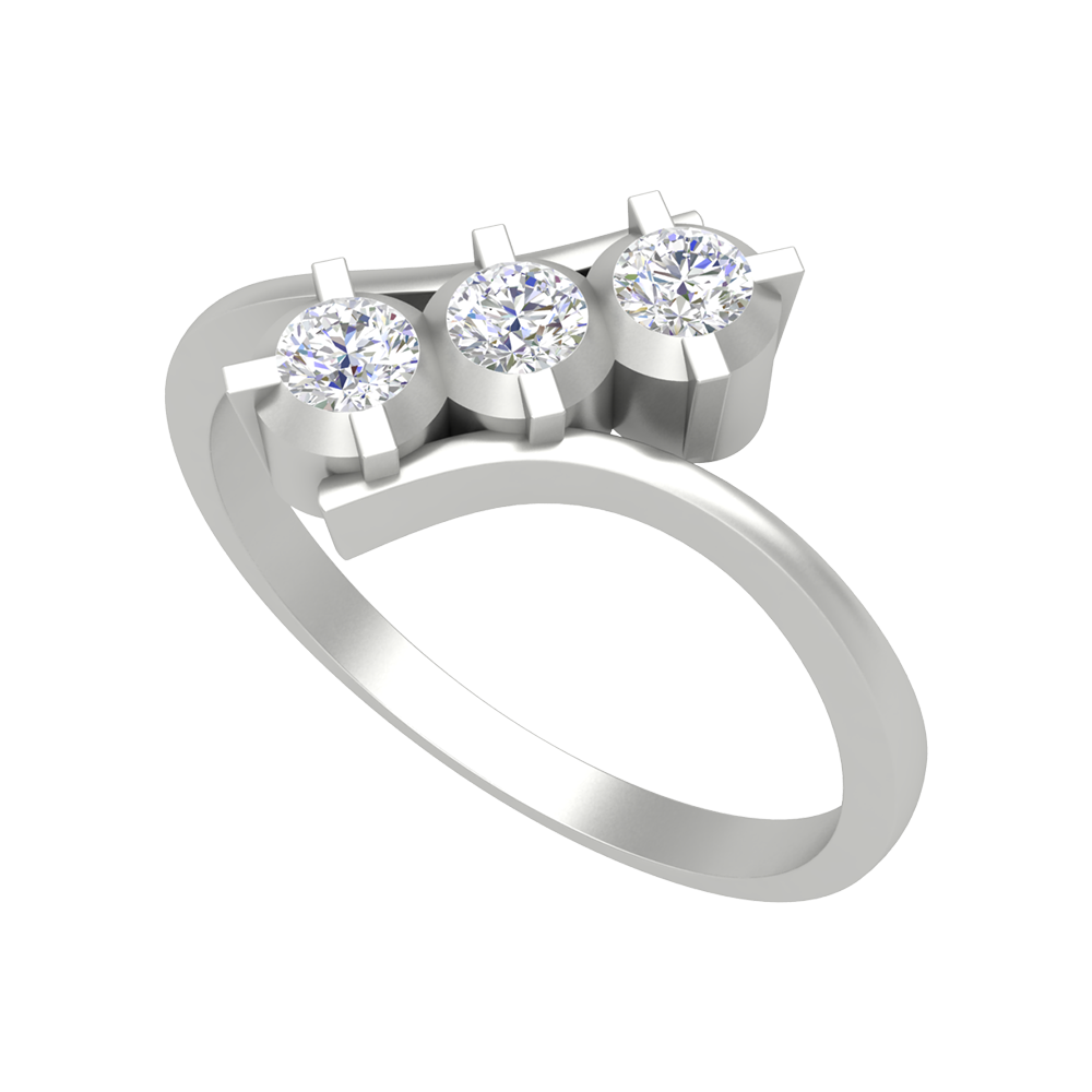 Gems Galore Tri Stone Ring In 925 Sterling Silver - Five