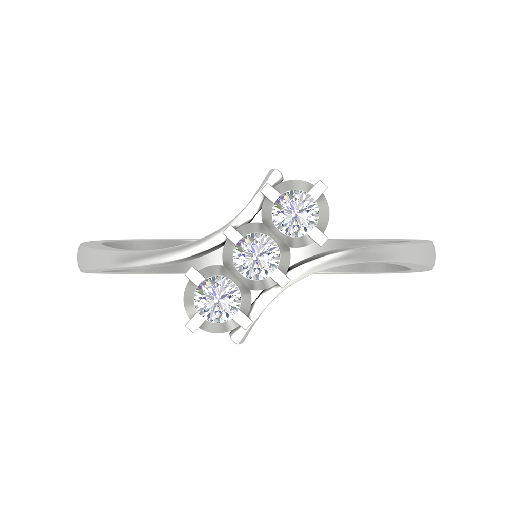 Gems Galore Tri Stone Ring In 925 Sterling Silver - Six