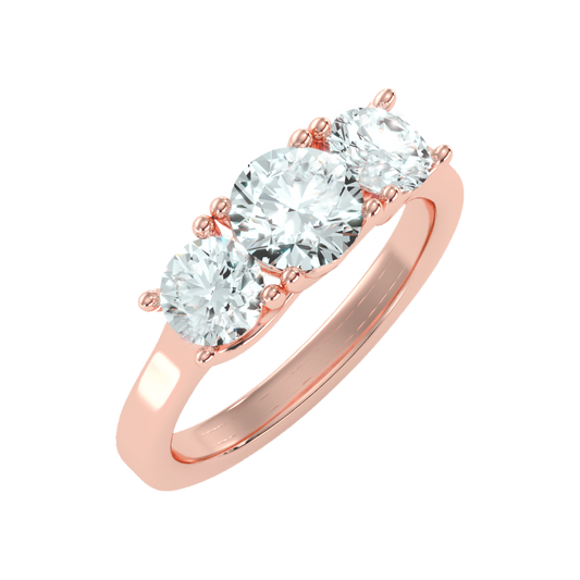 Gentle Three Stone Ring In 925 Sterling Silver - One