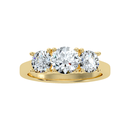 Gentle Three Stone Ring In 925 Sterling Silver - Ten