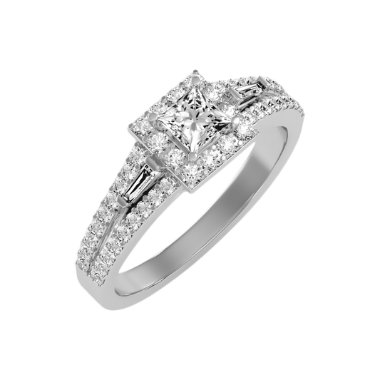 Genz Halo Ring In 925 Sterling Silver - One