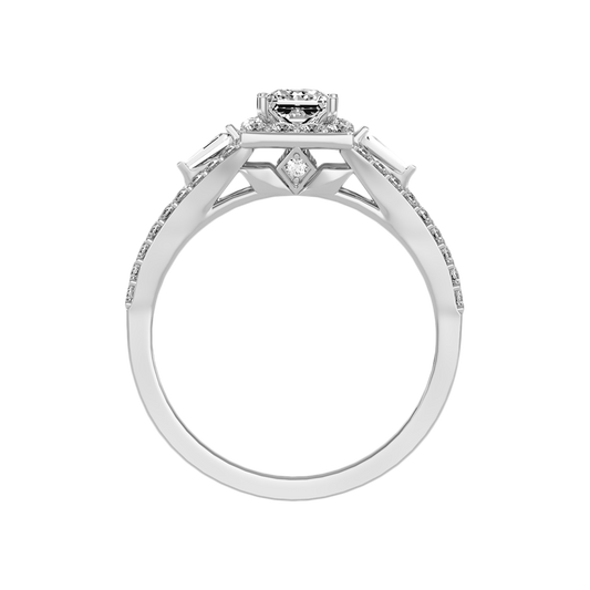 Genz Halo Ring In 925 Sterling Silver - Two