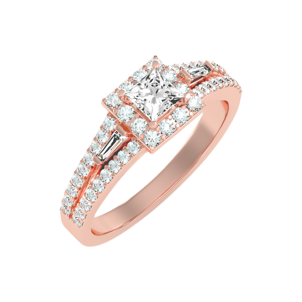 Genz Halo Ring In 925 Sterling Silver - Five