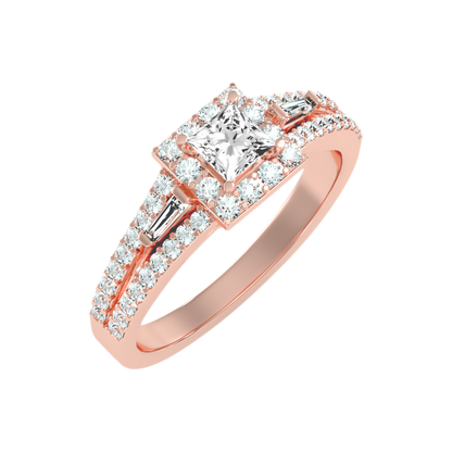 Genz Halo Ring In 925 Sterling Silver - Five