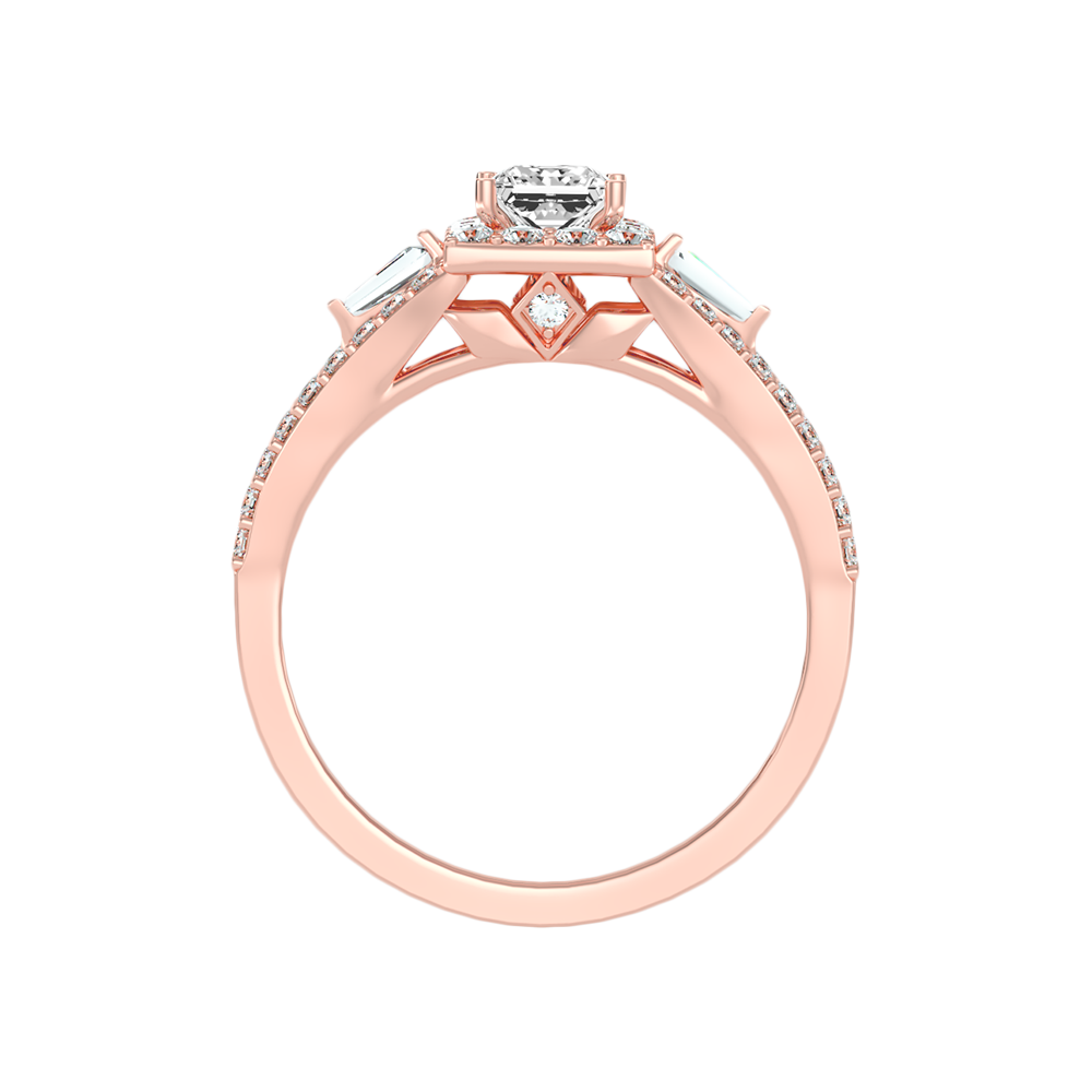 Genz Halo Ring In 925 Sterling Silver - Six