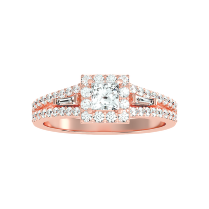 Genz Halo Ring In 925 Sterling Silver - Seven