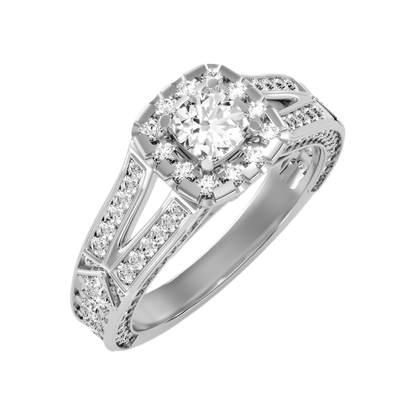 Gilded Solitaire Ring In 925 Sterling Silver - One